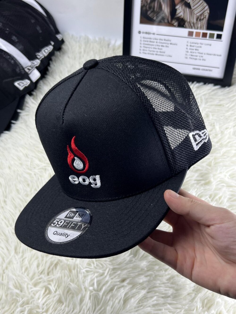 EOG Embroidered Snapback Hat Black Trucker Cap Oil Gas Industry Logo Baseball Ha